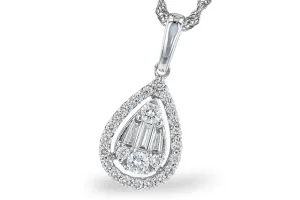 14KW 0.30ctTW Pear-Shaped Diamond Cluster Necklace