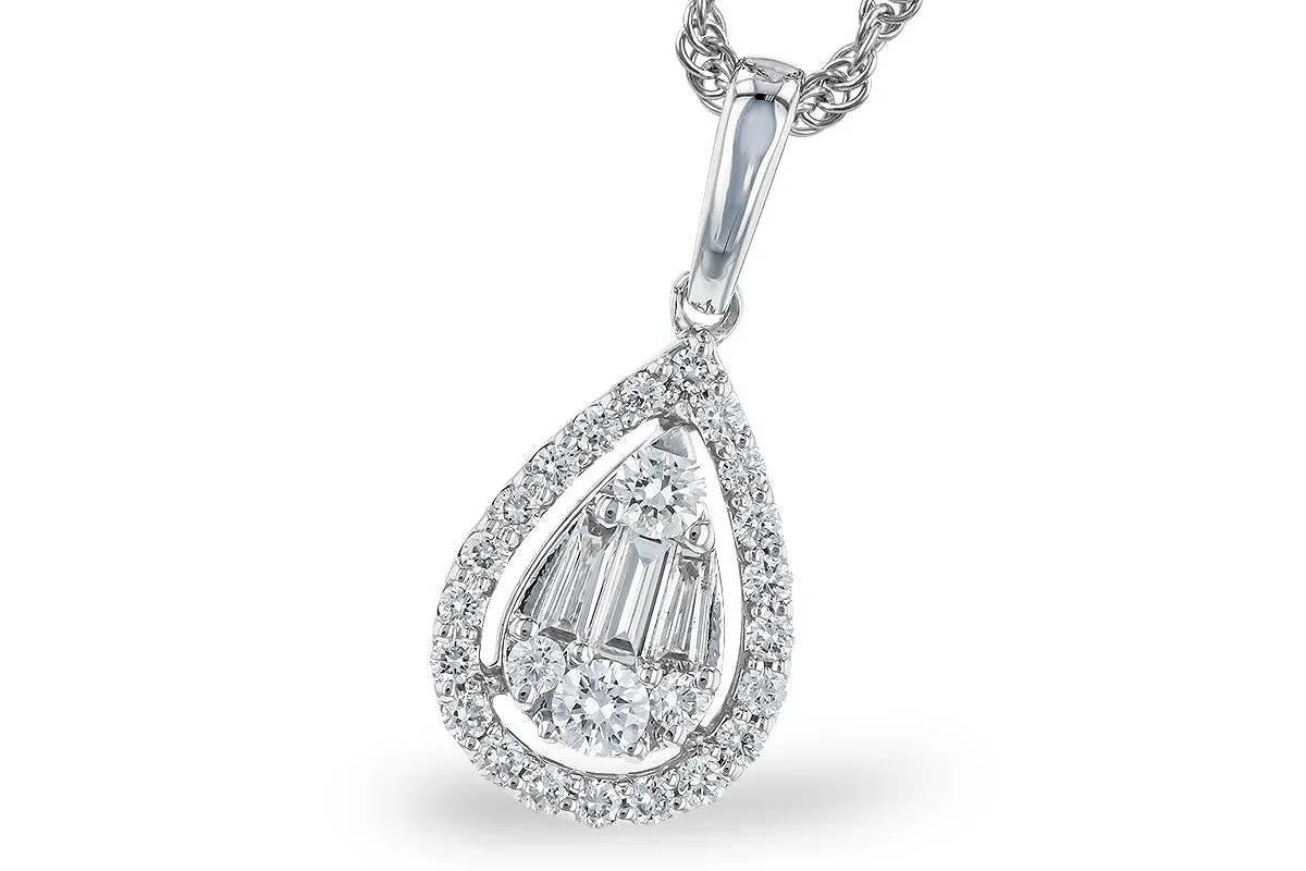 14KW 0.30ctTW Pear-Shaped Diamond Cluster Necklace
