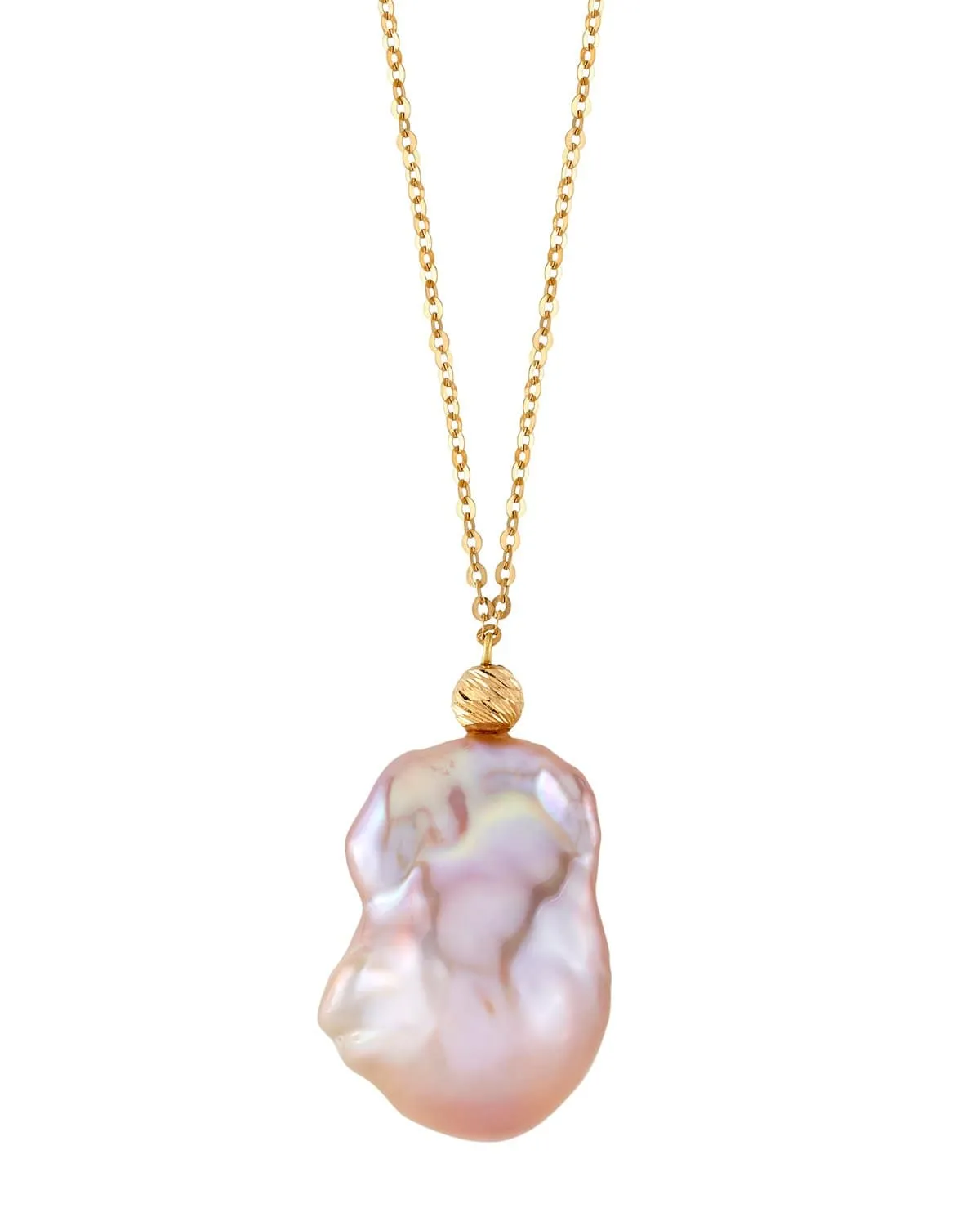 15mm Pink Freshwater Baroque Pearl Solitaire Designer Pendant