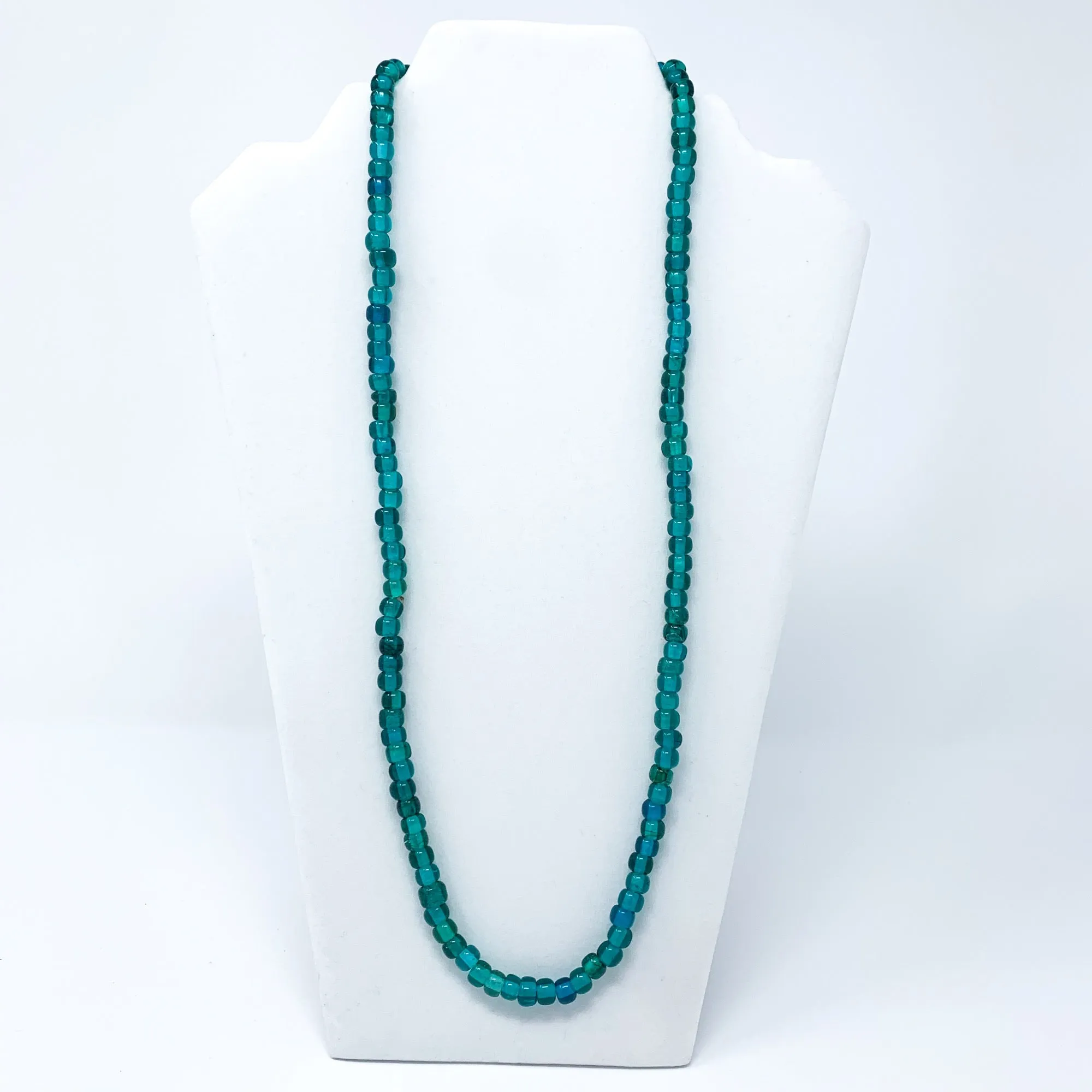 27" Teal Round Glass Bead Necklace (Dozen)