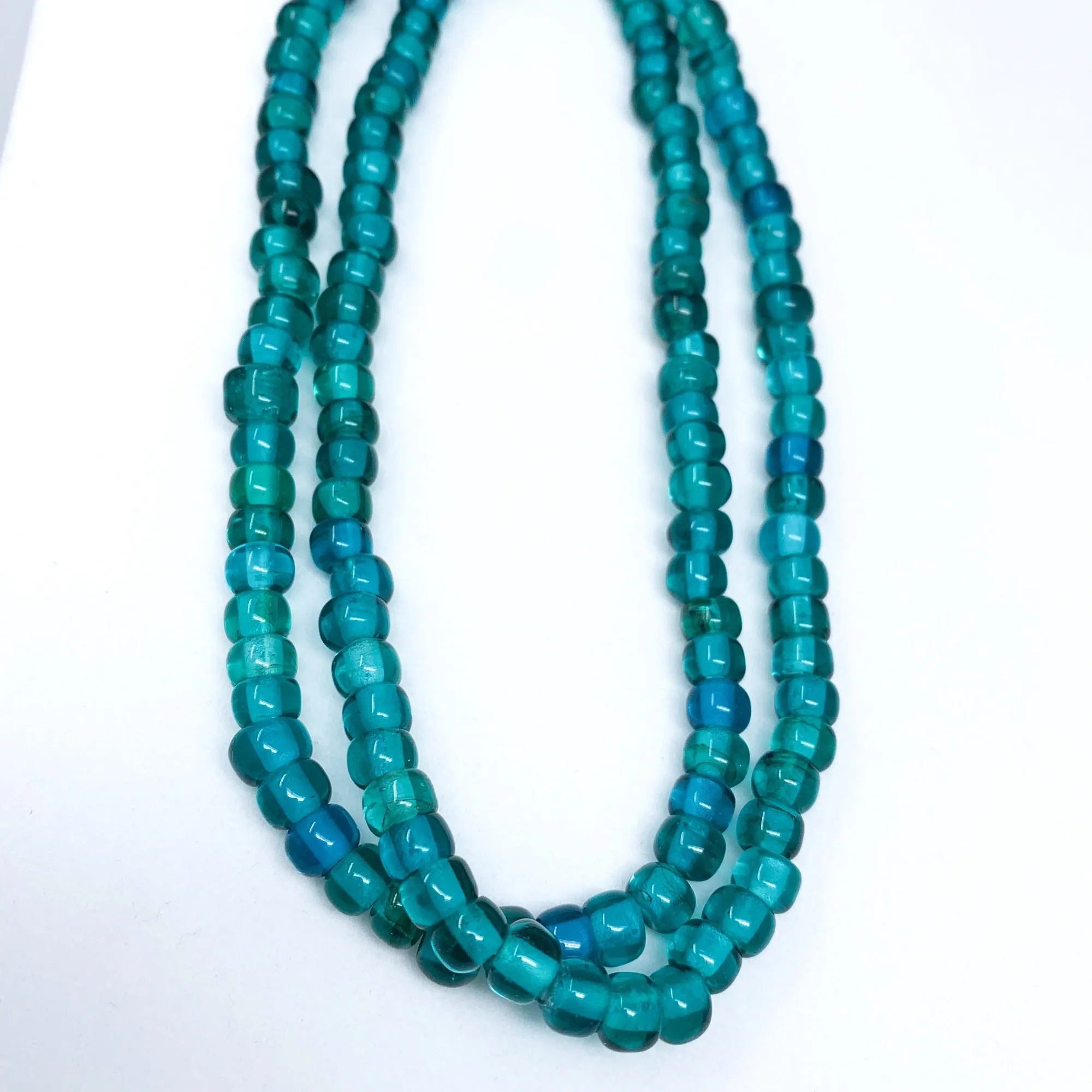 27" Teal Round Glass Bead Necklace (Dozen)