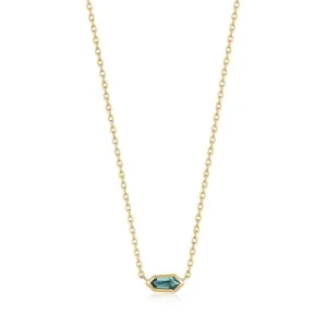 Ania Haie  Teal Sparkle Emblem Chain Necklace