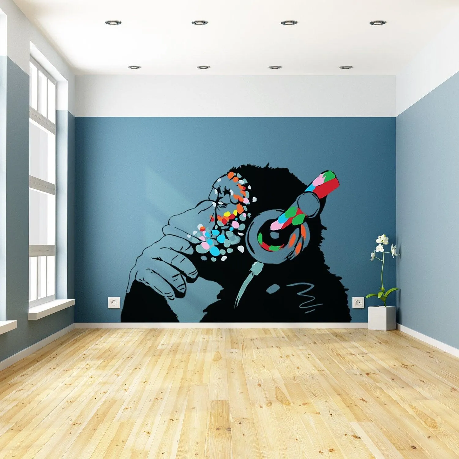 Banksy Thinking Monkey Sticker - Art Vinyl Street Dj Baksy Wall Decal
