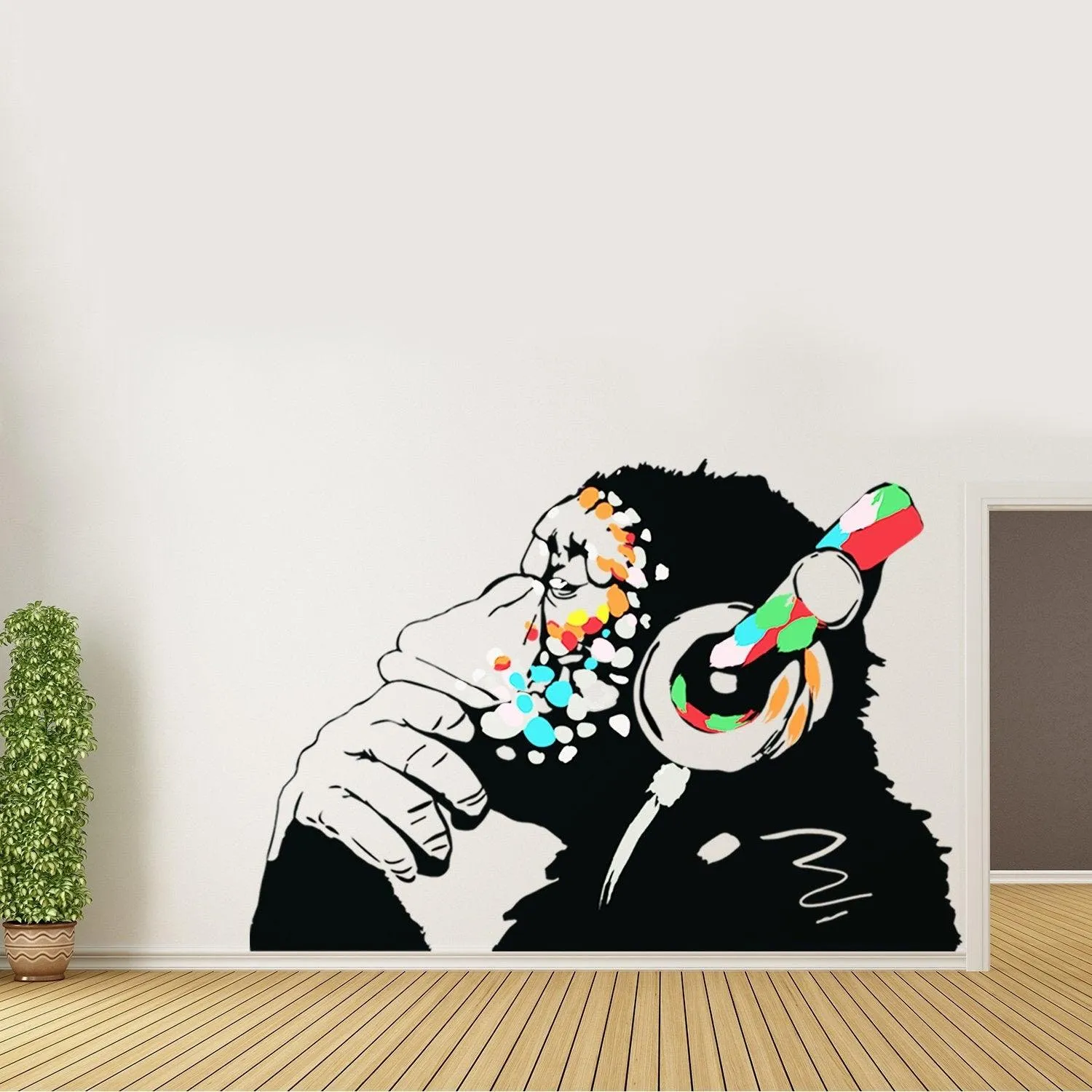 Banksy Thinking Monkey Sticker - Art Vinyl Street Dj Baksy Wall Decal