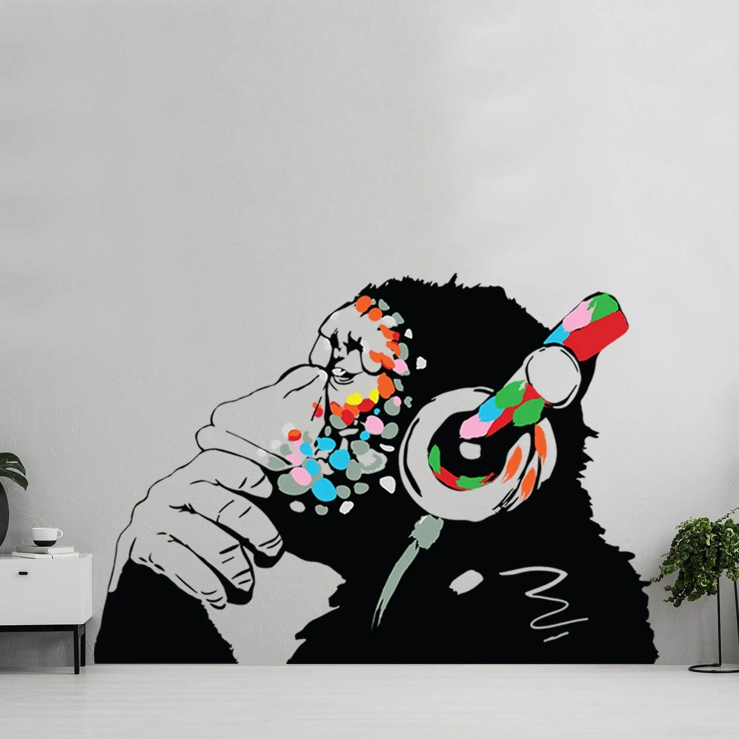 Banksy Thinking Monkey Sticker - Art Vinyl Street Dj Baksy Wall Decal