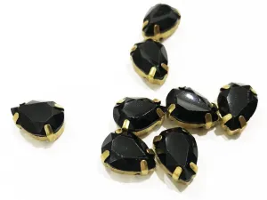 Black Opal Drop Resin Stones with Catcher (14x10 mm) (Wholesale)