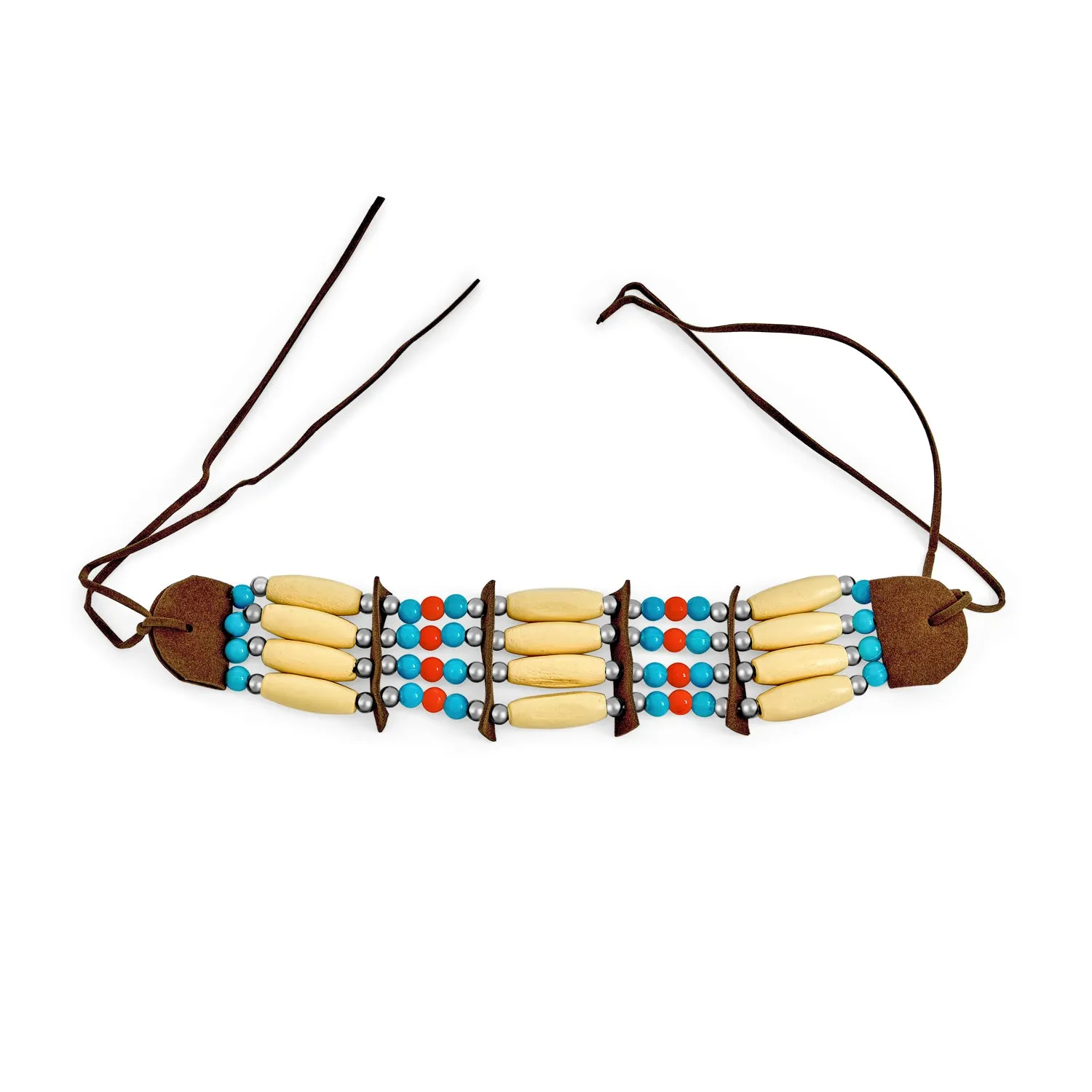 Boho Southwestern Handmade Bead Wood Leather Tribal Choker Necklace for Teens