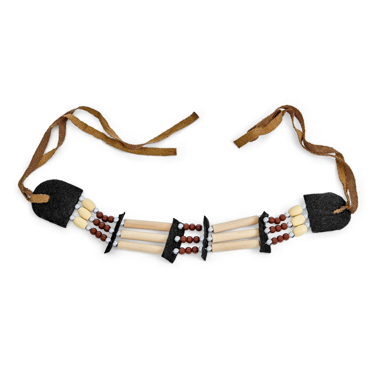 Boho Southwestern Handmade Bead Wood Leather Tribal Choker Necklace for Teens