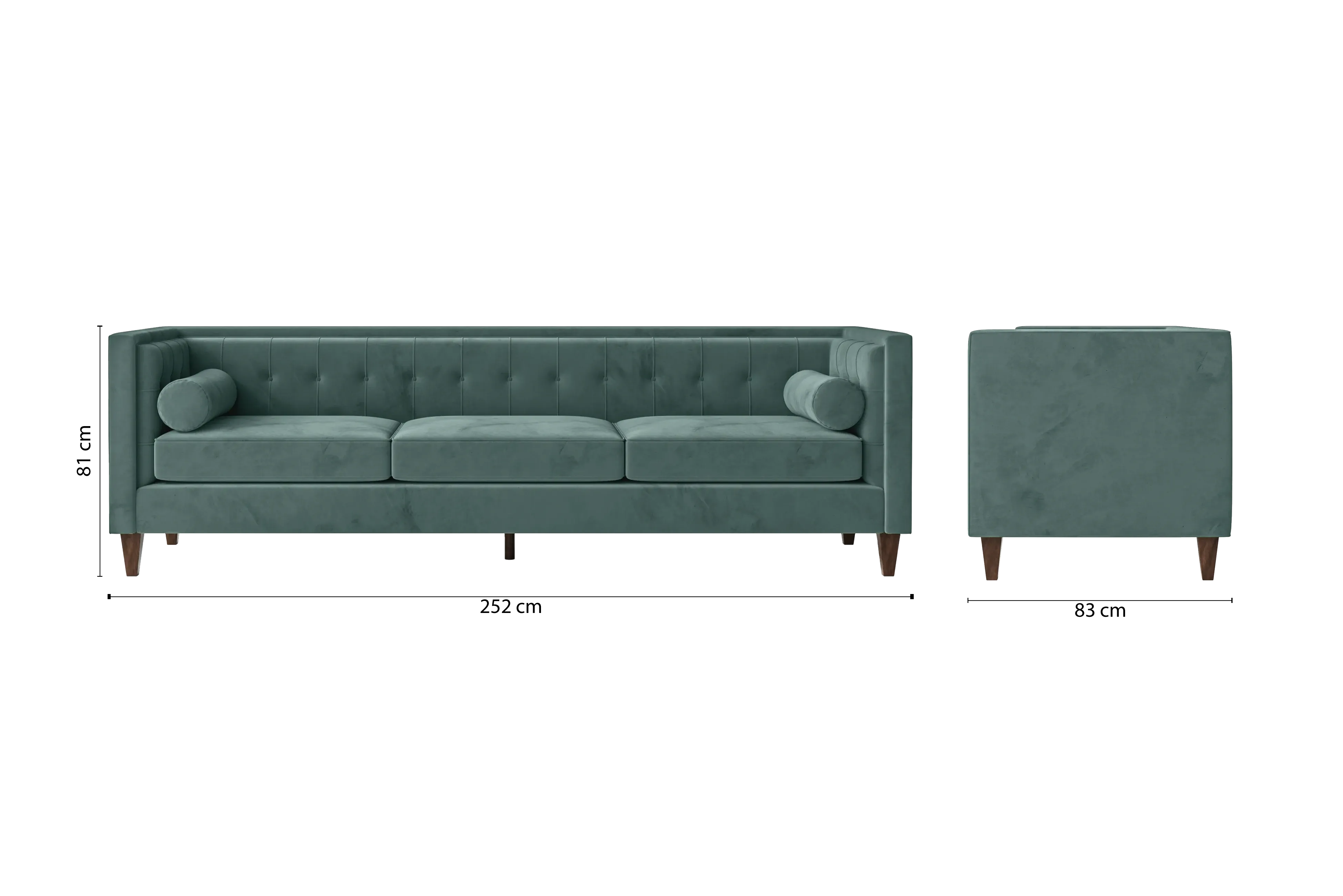 Brescia 4 Seater Sofa Teal Velvet