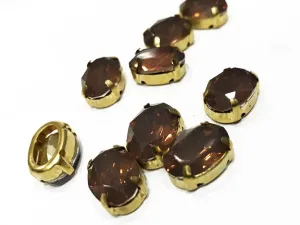 Brown Oval Resin Stones with Catcher (14x10 mm) (Wholesale)