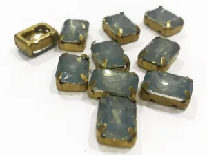 Dark Gray Opal Rectangular Resin Stones with Catcher (14x10 mm)