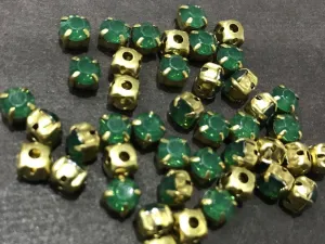 Dark Green Opal Circular Resin Stones with Catcher (28SS - 6 mm) (Wholesale)