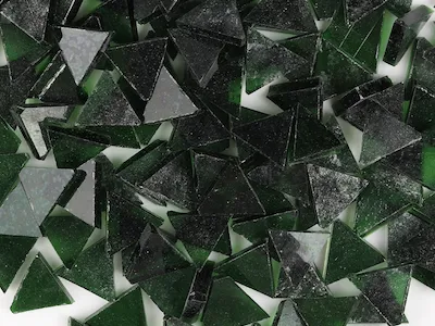 Dark Green Transparent Stained Glass Triangles