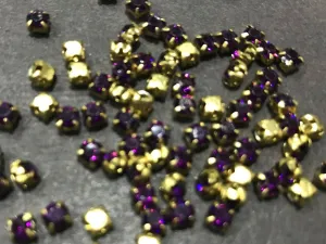 Dark Purple Circular Resin Stones with Catcher (16SS - 4 mm) (Wholesale)