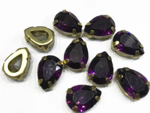 Dark Purple Drop Resin Stones with Catcher (14x10 mm)