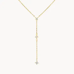 Diamond Trio Lariat Necklace in 10k Gold