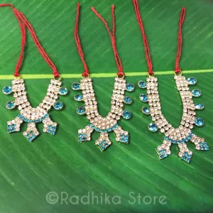 Docks of Kusum Sarovar Teal Blue Rhinestone - Deity Necklace