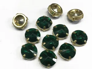 Emerald Green Shiny Circular Resin Stones with Catcher (12 mm)