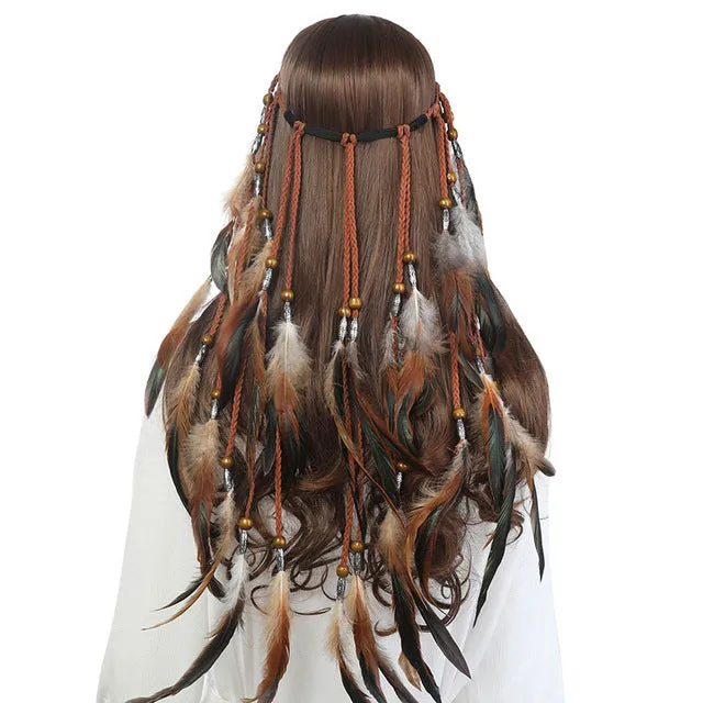 Faith Beaded Feather Headband
