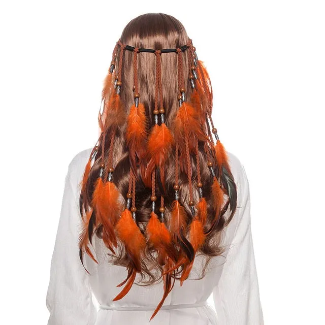 Faith Beaded Feather Headband