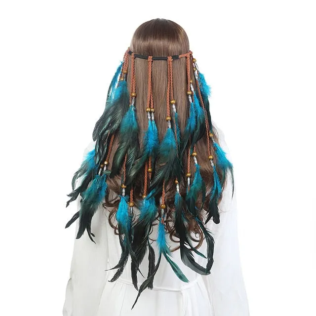 Faith Beaded Feather Headband