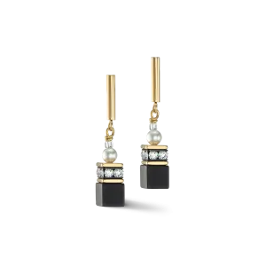 GeoCUBE® Precious Fusion Pearls earrings black-gold