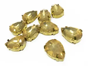 Golden Opal Drop Resin Stones with Catcher (18x13 mm)