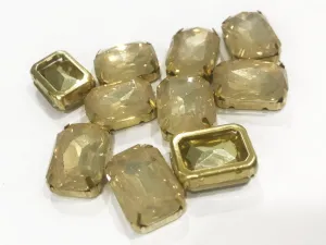 Golden Opal Rectangular Resin Stones with Catcher (18x13 mm)