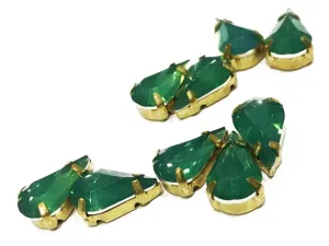 Green Drop Resin Stones with Catcher (13x8 mm) (Wholesale)