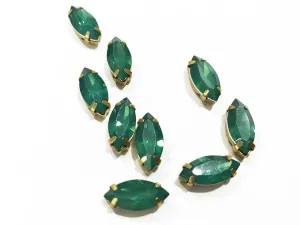 Green Opal Eye Resin Stones with Catcher (15x7 mm) (Wholesale)