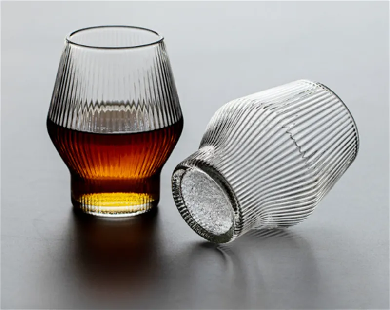 Japanese Style Vertical Pattern Glass Wine Glass Creative Whiskey Glass
