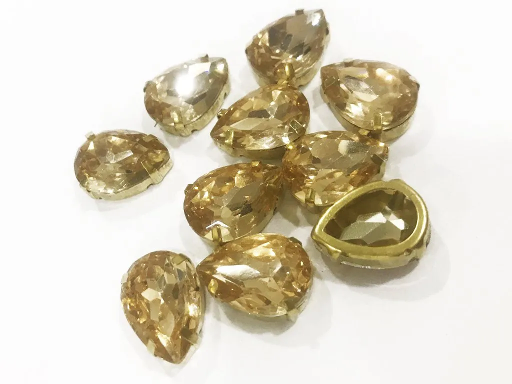 Light Golden Opal Drop Resin Stones with Catcher (18x13 mm) (Wholesale)