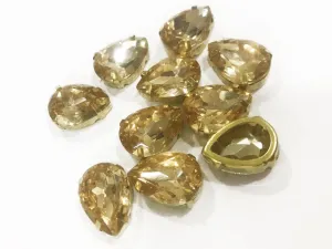 Light Golden Opal Drop Resin Stones with Catcher (18x13 mm) (Wholesale)