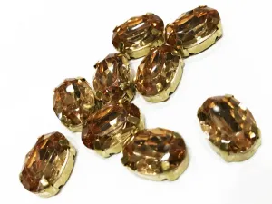 Light Peach Oval Resin Stones with Catcher (14x10 mm) (Wholesale)