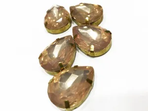 Light Pink Opal Drop Resin Stones with Catcher (25x18 mm)