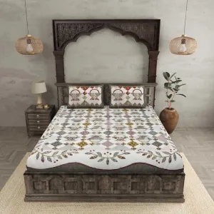 Modern Applique Bedsheet - Grey