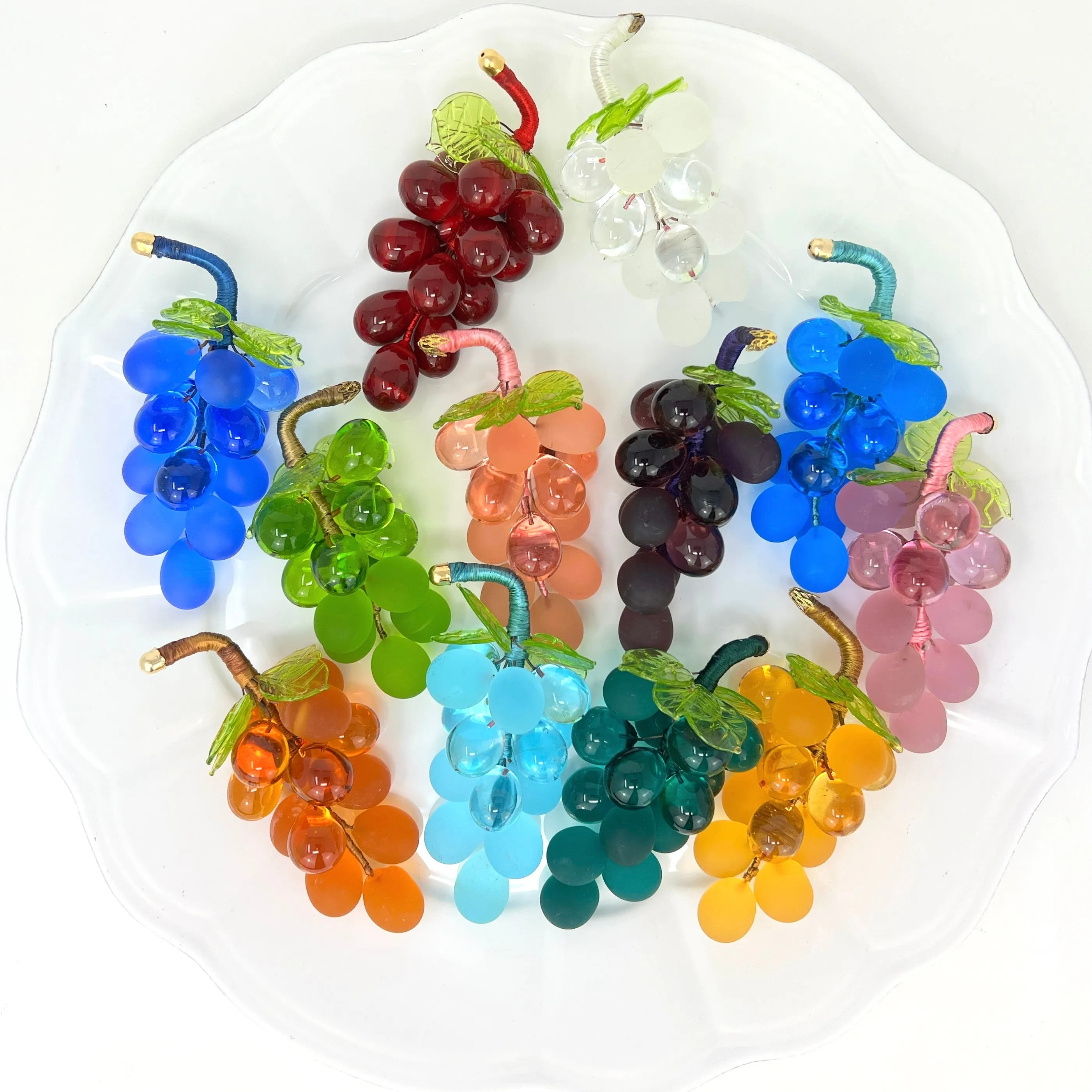 Murano Glass Solid Grape Cluster, Small, Multiple Colors, Made in Italy
