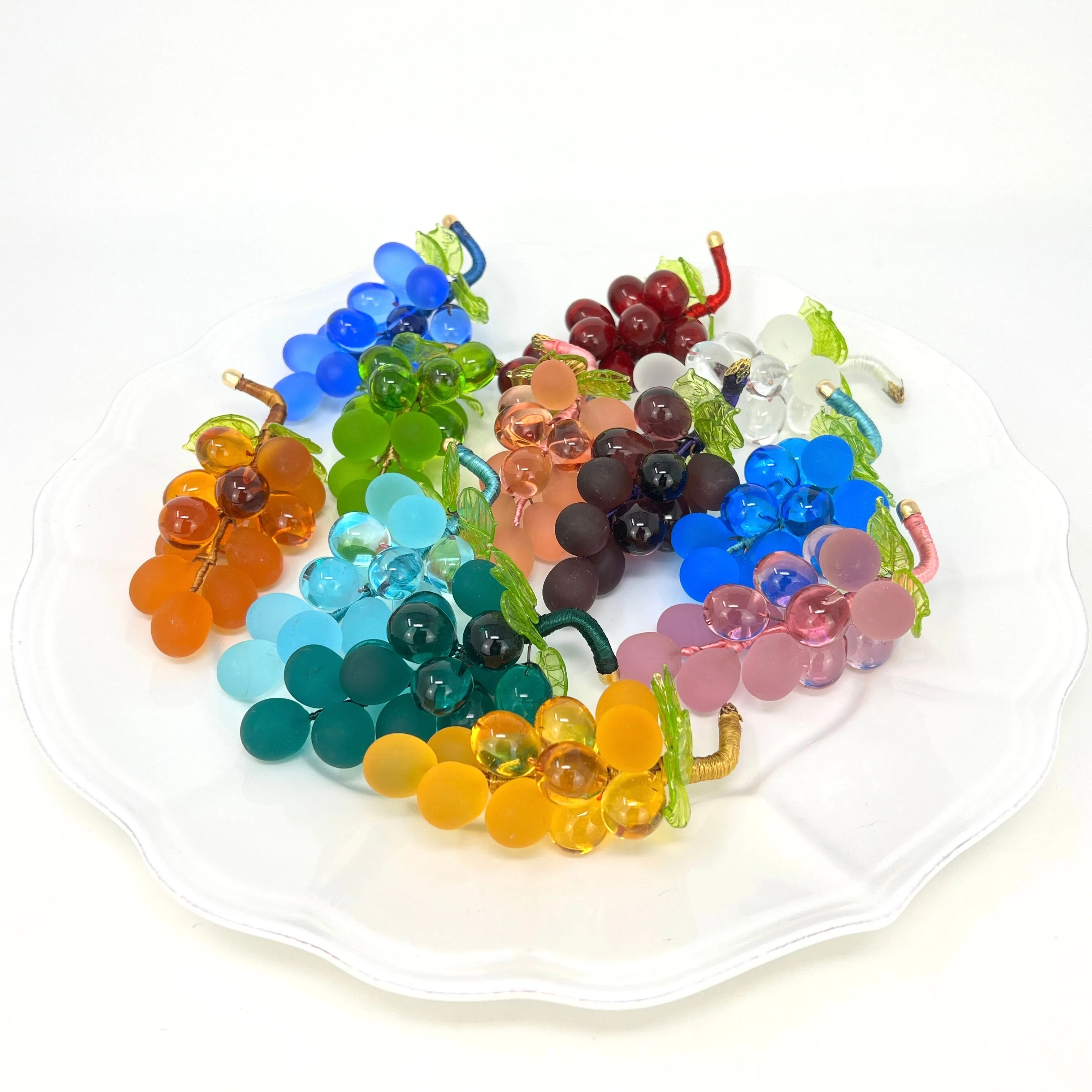 Murano Glass Solid Grape Cluster, Small, Multiple Colors, Made in Italy