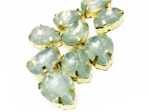 Off White Opal Drop Resin Stones with Catcher (18x13 mm) (Wholesale)