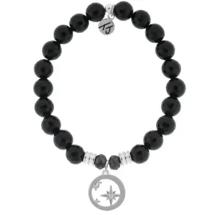 Onyx Stone Bracelet with What is Meant to Be Sterling Silver Charm