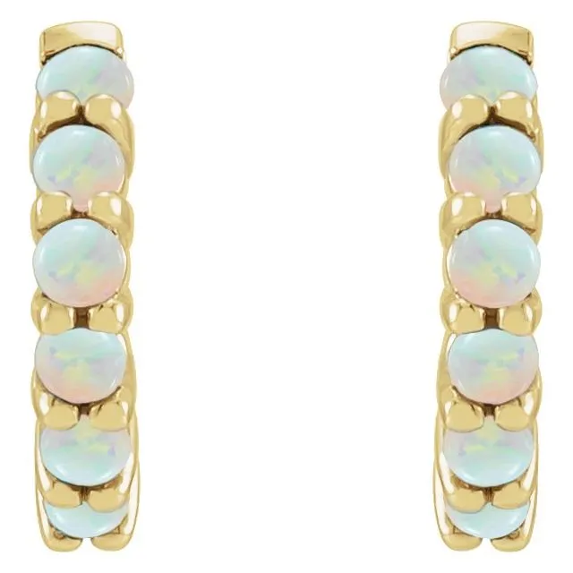 Opal 14k Gold Huggie Hoop Earrings