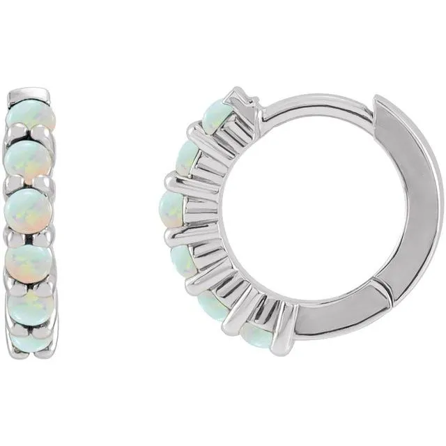 Opal 14k Gold Huggie Hoop Earrings