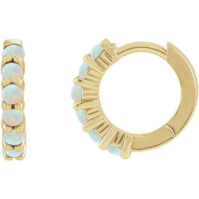 Opal 14k Gold Huggie Hoop Earrings