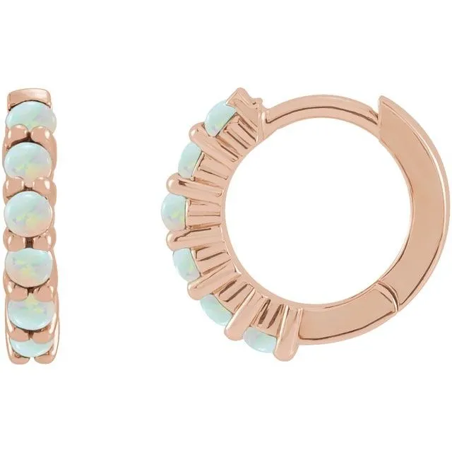 Opal 14k Gold Huggie Hoop Earrings