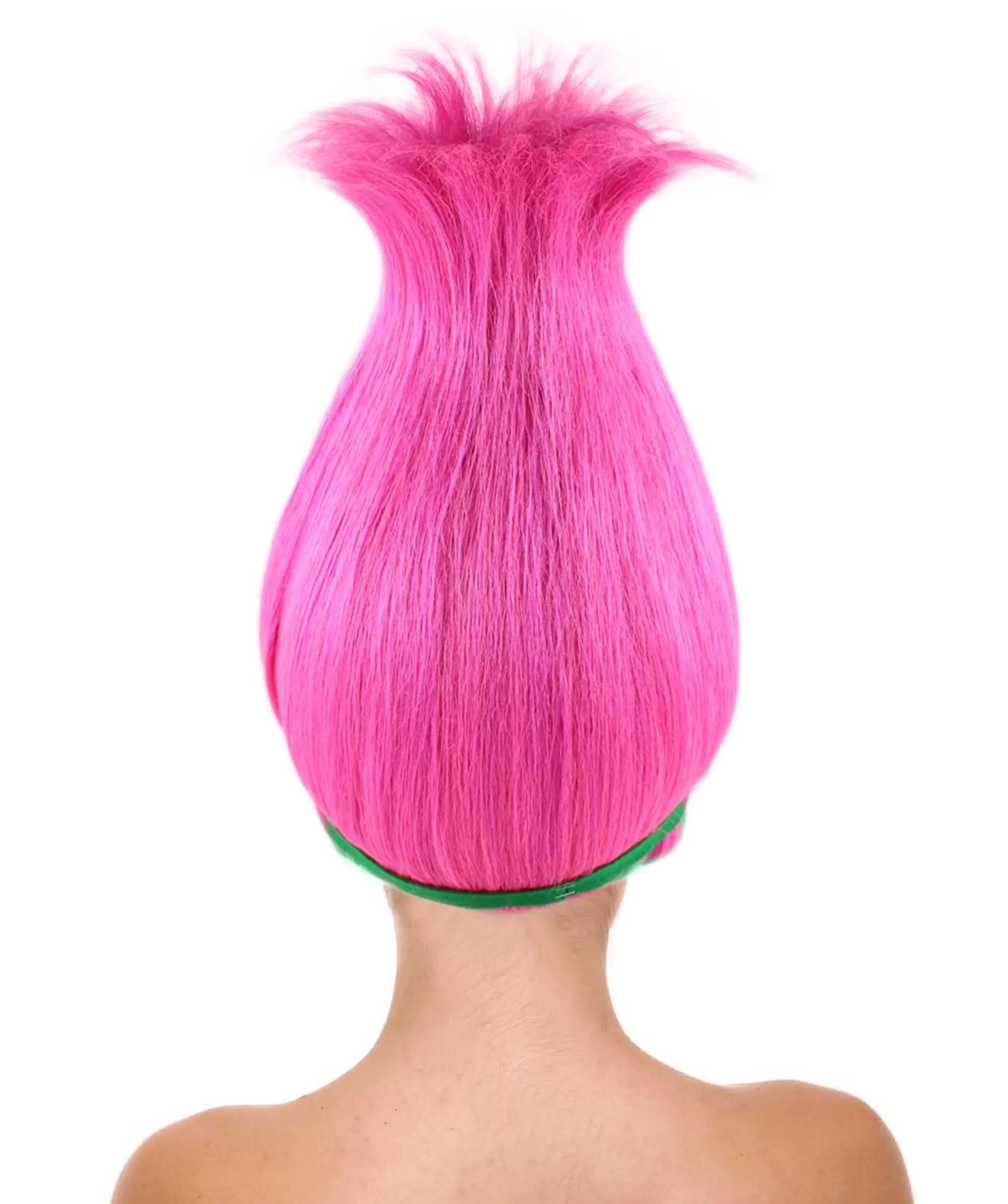 Princess Troll | Pink Pointy wig with Green and Blue Felt Flower Crown | Premium Halloween Wigs