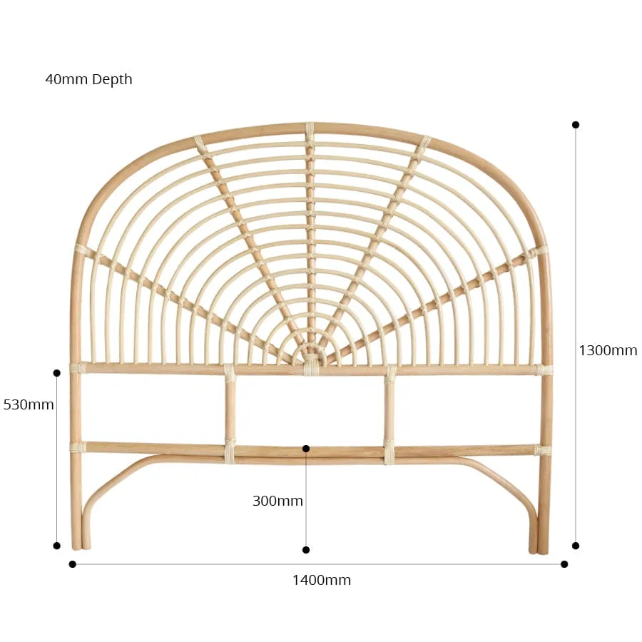 Rainbow Rattan Bedhead Double Size Natural