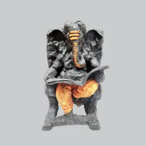 Resin Ganesha on Rocking Chair 16 in