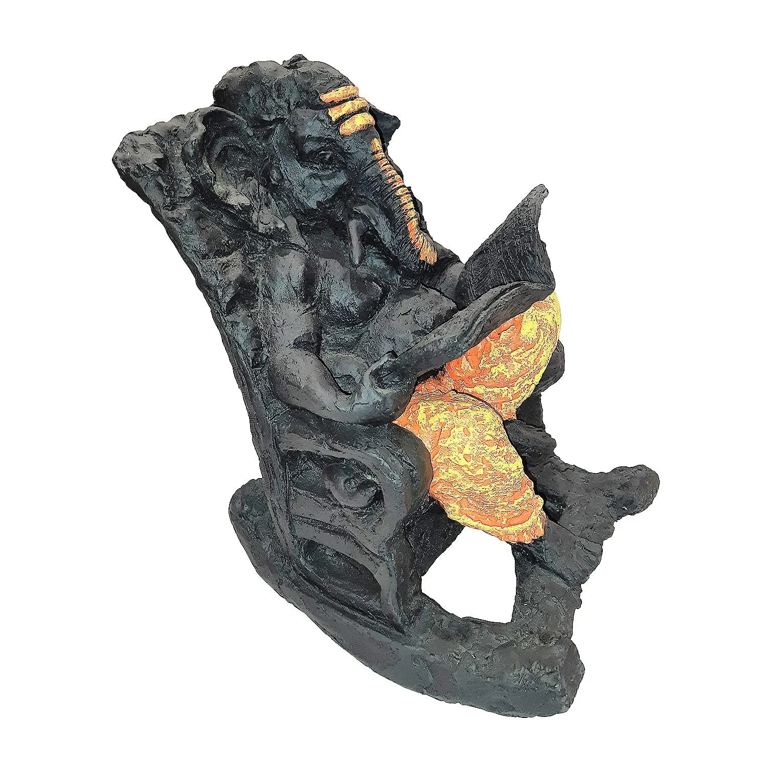 Resin Ganesha on Rocking Chair 16 in