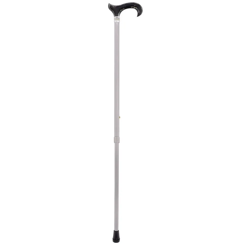 Scratch & Dent Black Marble Designer Derby Handle Walking Cane w/ Rhinestone Collar V1689