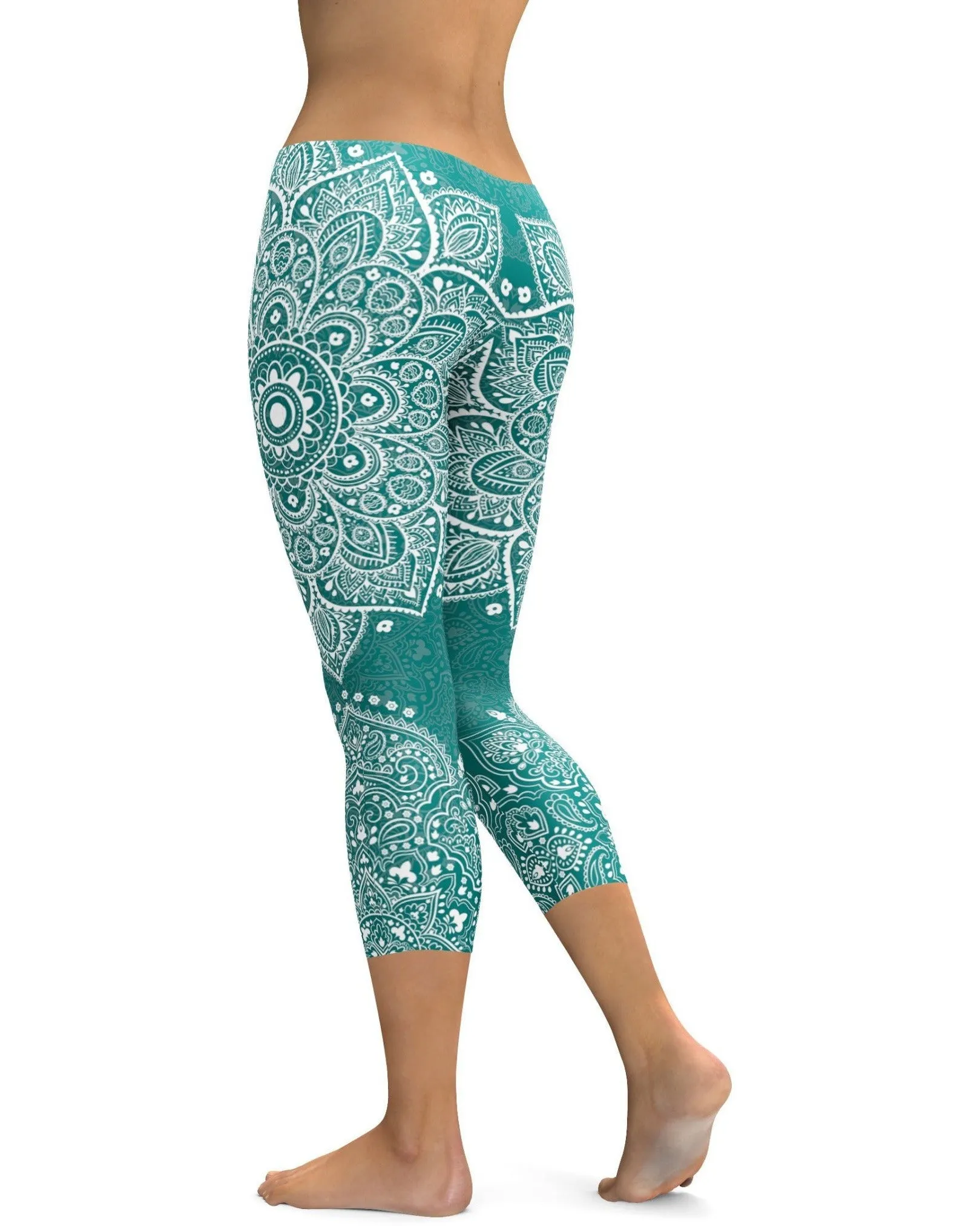 Teal Mandala Capris